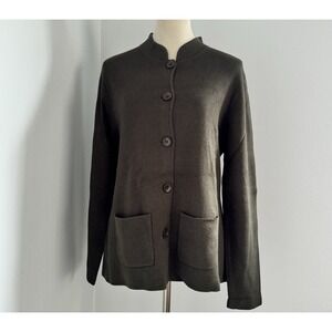 Chadwicks Women Y2K Knit Jacket Small Minimalist Button Front‎ Pocket Cardigan